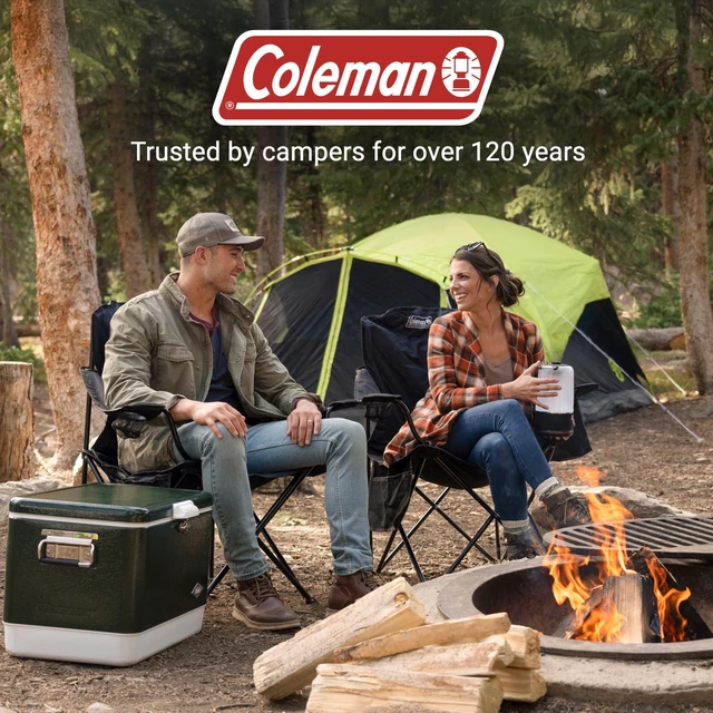 Alt view image 14 of 14 - Portable Camping Chair with 4-Can Cooler, Cushioned Seat & Back with Side Pockets & Cup Holder, Carry Bag Included, Great for Camping, Tailgating, Firepits, Patio, & More
