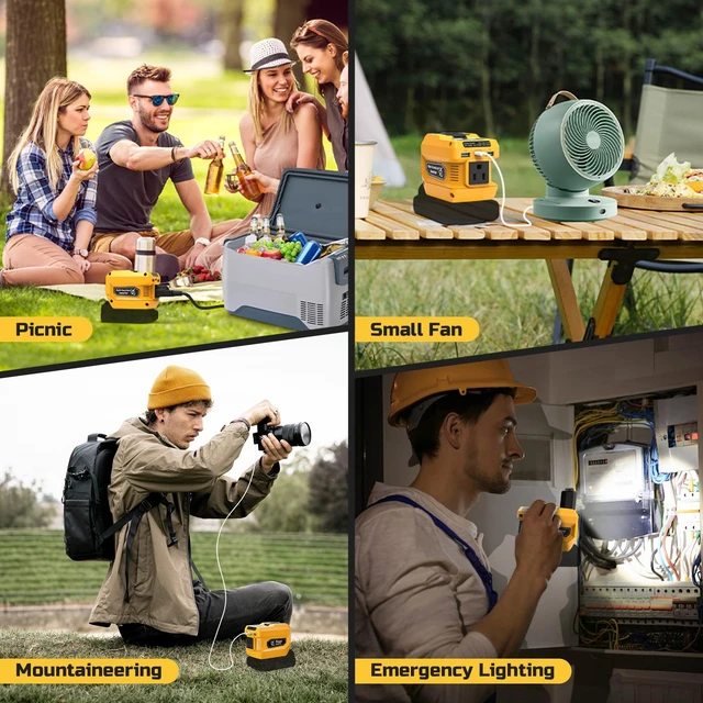 Alt view image 14 of 14 - 220W Power Inverter Compatible with Dewalt 20V Battery | DC 20V to AC 110V-120V Portable Power Generator, Inverter with 2 USB Ports &1 Type-C &1 AC Outlet, 400 Lumen LED Light