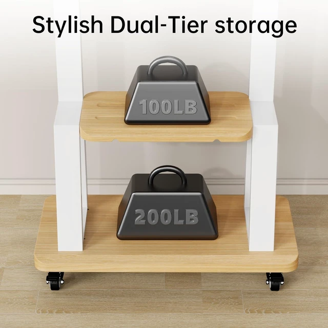 Alt view image 12 of 14 - Mobile TV Stand on Wheels for 32-75 Inch TVs | With Top Projector tray& 2-Tier Storage Height Adjustable Heavy-Duty Holds up to 180lbs,Max VESA 600 * 400mm