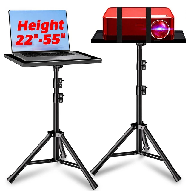 Alt view image 8 of 14 - Projector Stand, 33LB Load Bearing & 22-55" Height Adjustable, for Projector/Laptop/DJ Gear, Outdoor/Office/Studio - Stable Base (Black)
