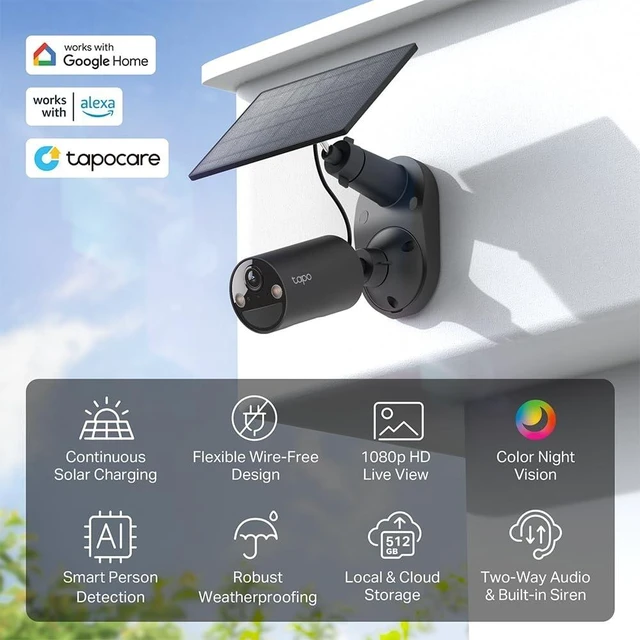 Alt view image 9 of 14 - SolarCam 1080p Outdoor Wireless Security Camera, C403 KIT | Battery Power with Solar, Person Detection, Subscription-Free Local Storage or Optional Cloud, Works with Alexa & Google Home