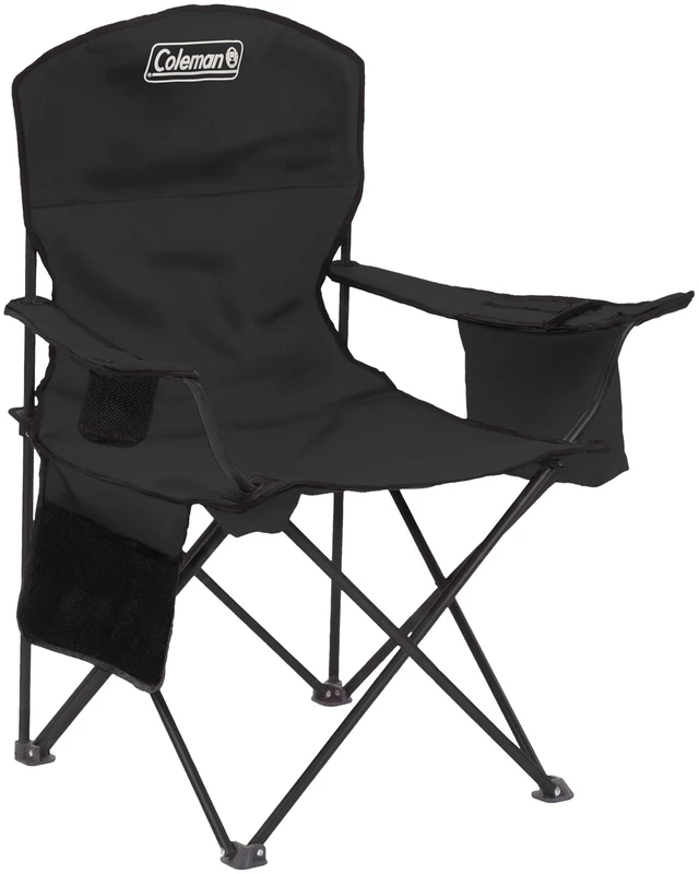 Alt view image 8 of 14 - Portable Camping Chair with 4-Can Cooler, Cushioned Seat & Back with Side Pockets & Cup Holder, Carry Bag Included, Great for Camping, Tailgating, Firepits, Patio, & More