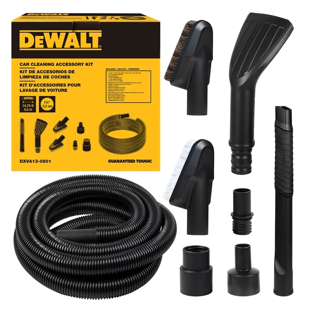 Alt view image 8 of 14 - 8-Piece Car Detailing Vacuum Hose Accessory Kit, DXVA13-0801 | Compatible with Most Wet and Dry Shop Vacuum, Shop Vac Attachments for Efficient Cleaning