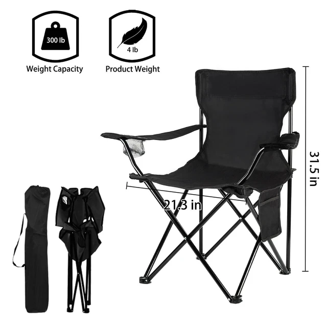 Alt view image 9 of 14 - 4Pack Folding Camping Chairs, Portable for Beach, Lawn, Black | Lightweight, No Assembly,Portable,Save Space