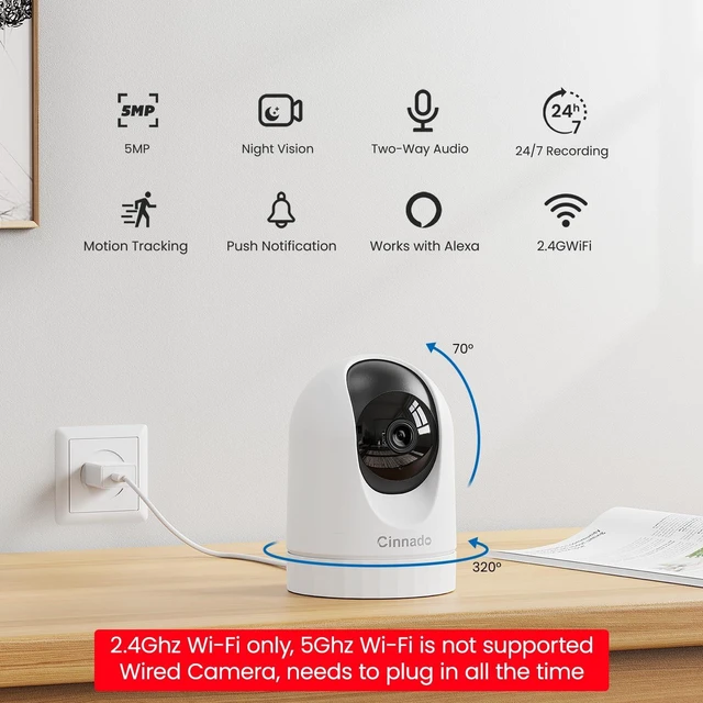 Alt view image 9 of 14 - 2K Home Security Cameras Indoor with 2.4GHz Wi-Fi & Siren, D1 4Pack | 360° Auto Tracking for Pets/Nanny/Baby/Dog, 2-Way Audio, 24/7 SD Card Storage, Cloud Storage, Works with Alexa & Google Home