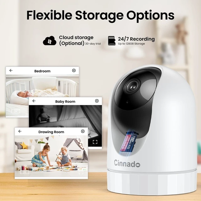 Alt view image 14 of 14 - 2K Home Security Cameras Indoor with 2.4GHz Wi-Fi & Siren, D1 4Pack | 360° Auto Tracking for Pets/Nanny/Baby/Dog, 2-Way Audio, 24/7 SD Card Storage, Cloud Storage, Works with Alexa & Google Home