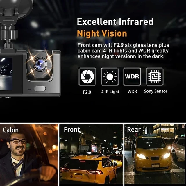 Alt view image 12 of 12 - 2K Dash Camera for Car Security Camera Dashcam Front and Rear Inside with WDR, Night Vision, G-Sensor Auto Lock, Loop Recording