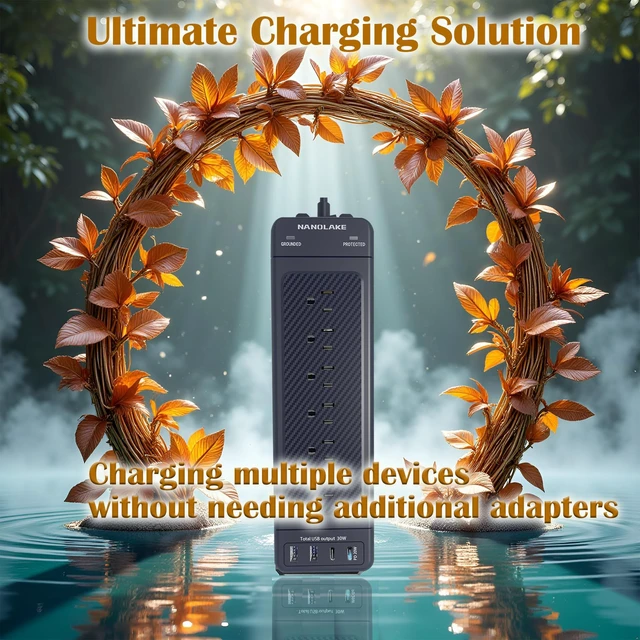 Alt view image 9 of 14 - Surge Protector Power Strip 10ft Cord/High Joules Surge Protection (4800J) /Heavy Duty/Multiple outlets/Mountable/ 18AC/15A/USB A+C(PD20W),Flat Plug, Commercial,Industrial,Office,Home,Black