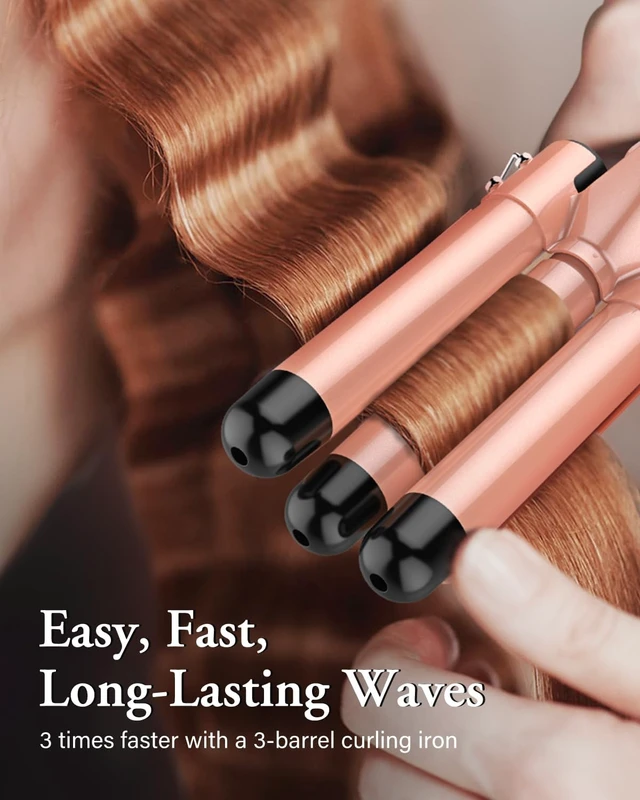 Alt view image 10 of 14 - Waver Curling Iron Wand, 5 in 1 Curling Wand Set with 3 Barrel Hair Crimper for Women, Fast Heating Hair Wand Curler in All Hair Type