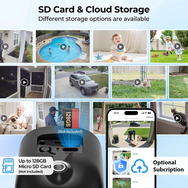 Alt view image 12 of 14 - 2K Wireless Security Cameras Solar Powered Outdoor Cameras | AI Motion Detection,Siren Alarm,Spotlight Color Night Vision,2-Way Audio,SD/Cloud Storage