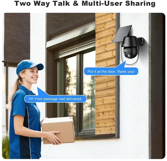 Alt view image 14 of 14 - Solar Security Cameras Wireless Outdoor, 2K Pan/Tilt 360° View Solar/Battery Powered WiFi Cameras for Home Security with AI Motion Detection, Spotlight, 2-Way Audio, Siren, IP65, SD/Cloud Storage