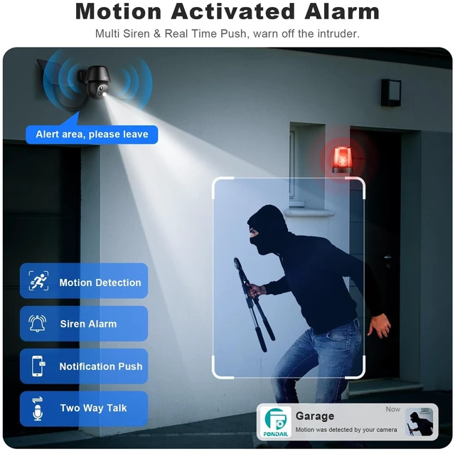 Alt view image 12 of 14 - Solar Security Cameras Wireless Outdoor, 2K Pan/Tilt 360° View Solar/Battery Powered WiFi Cameras for Home Security with AI Motion Detection, Spotlight, 2-Way Audio, Siren, IP65, SD/Cloud Storage