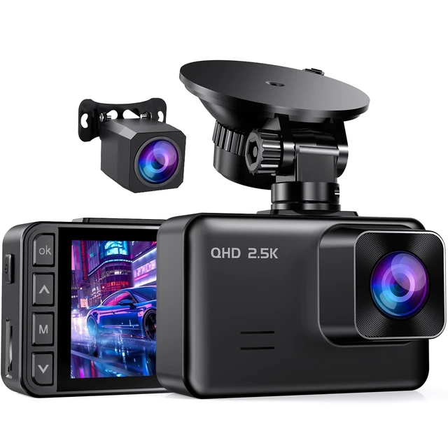 Alt view image 8 of 14 - Dash Cam Front and Rear, 2.5K+1080P Dual Camera for Cars, 2" IPS Screen | Mini Car Dash Cam, 170° Wide Angle, WDR Night Vision, G-Sensor, Loop Recording, 24H Parking, 256GB Max, SD Card Not Included