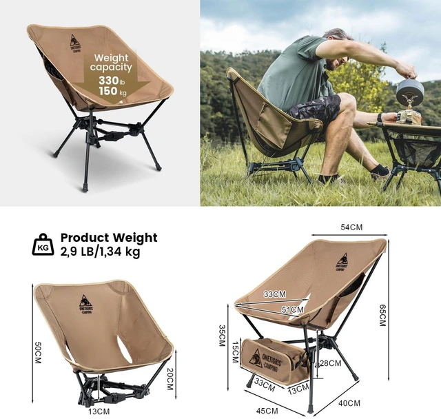 Alt view image 11 of 14 - Tigerblade Camping Chair, Lightweight Folding Backpacking Hiking Chair, Compact Portable 330 lbs Capacity