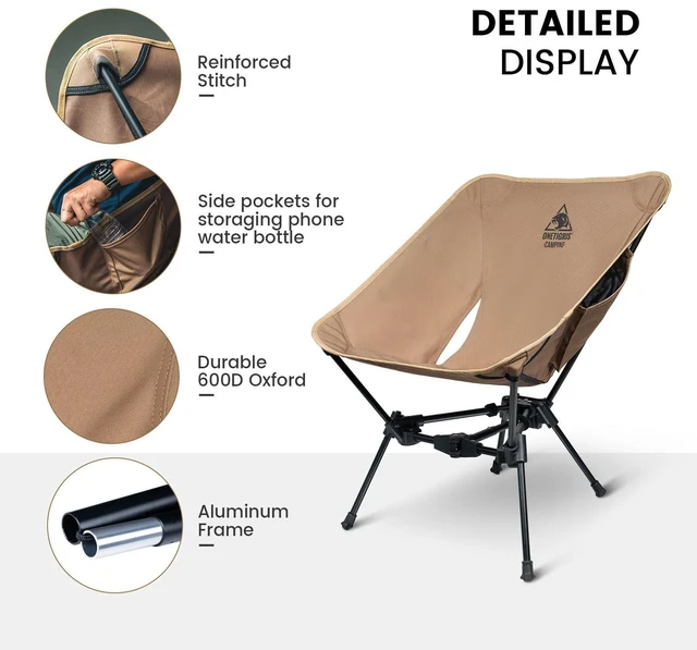Alt view image 13 of 14 - Tigerblade Camping Chair, Lightweight Folding Backpacking Hiking Chair, Compact Portable 330 lbs Capacity