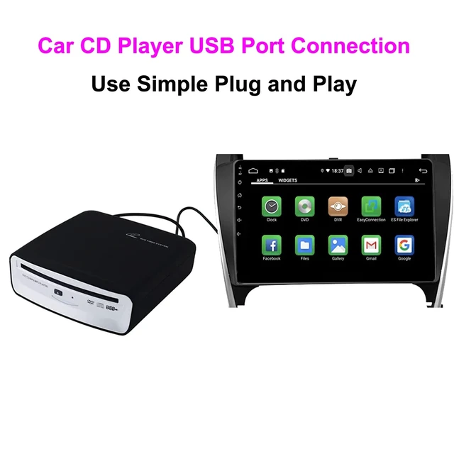 Alt view image 9 of 14 - External Portable CD Player for Car USB Car CD Player | For Car Android Navigation, Plug and Play, Android Version 4.4 and Above,for Car,desktops, laptops and Android smart TVs.
