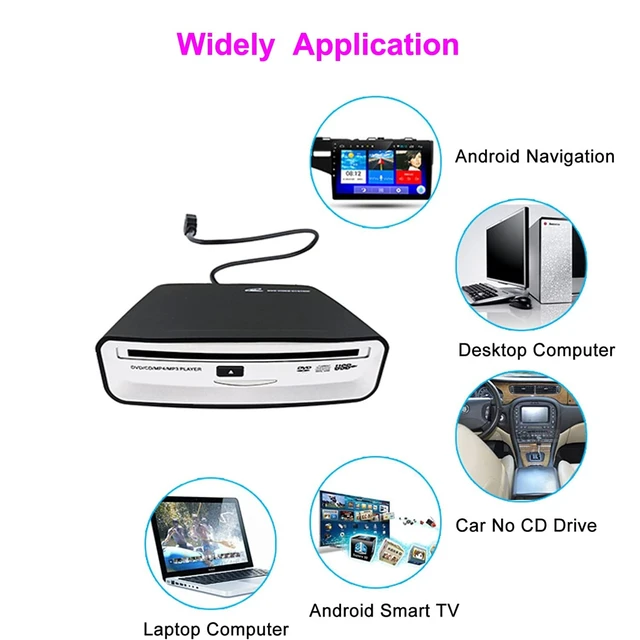 Alt view image 10 of 14 - External Portable CD Player for Car USB Car CD Player | For Car Android Navigation, Plug and Play, Android Version 4.4 and Above,for Car,desktops, laptops and Android smart TVs.