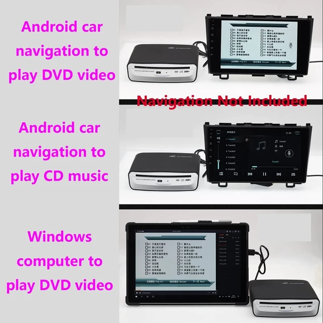 Alt view image 11 of 14 - External Portable CD Player for Car USB Car CD Player | For Car Android Navigation, Plug and Play, Android Version 4.4 and Above,for Car,desktops, laptops and Android smart TVs.
