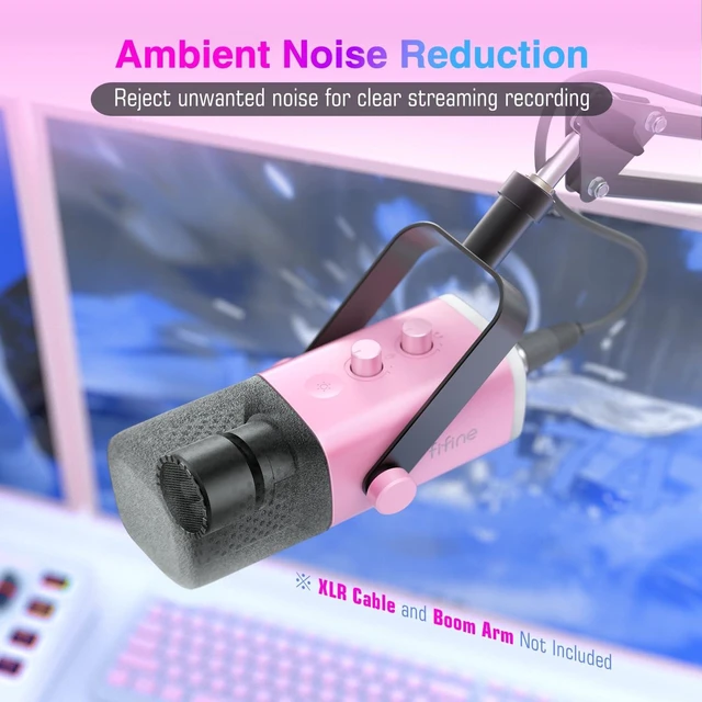 Alt view image 13 of 14 - AmpliGame AM8P XLR/USB Dynamic Microphone for Gaming Recording | PC Microphone with Controllable RGB, Headphones Jack, Mute Button, for Streaming Podcasting Voice-Over YouTube Video, Pink