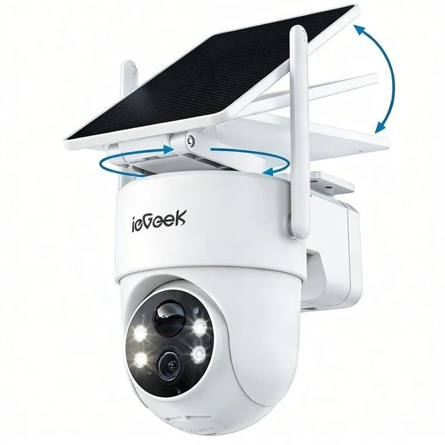 Alt view image 8 of 14 - 2K Security Cameras Wireless Outdoor, 360°PTZ Solar Outdoor Camera | Color Night Vision, PIR Alarm+AI Detection, 2-Way Audio, IP66 Security Camera, Work with Alexa, SD/Cloud Storage