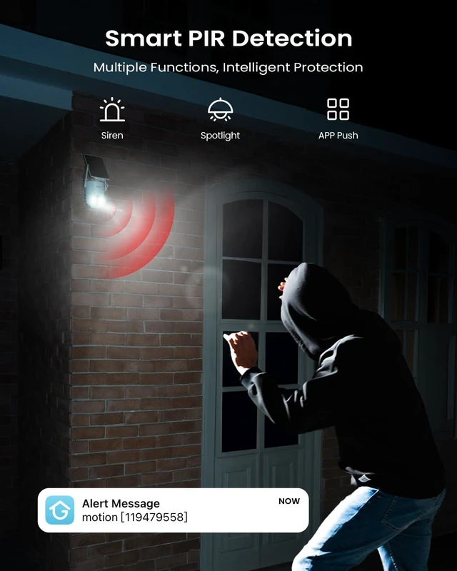 Alt view image 14 of 14 - 2K Security Cameras Wireless Outdoor, 360°PTZ Solar Outdoor Camera | Color Night Vision, PIR Alarm+AI Detection, 2-Way Audio, IP66 Security Camera, Work with Alexa, SD/Cloud Storage