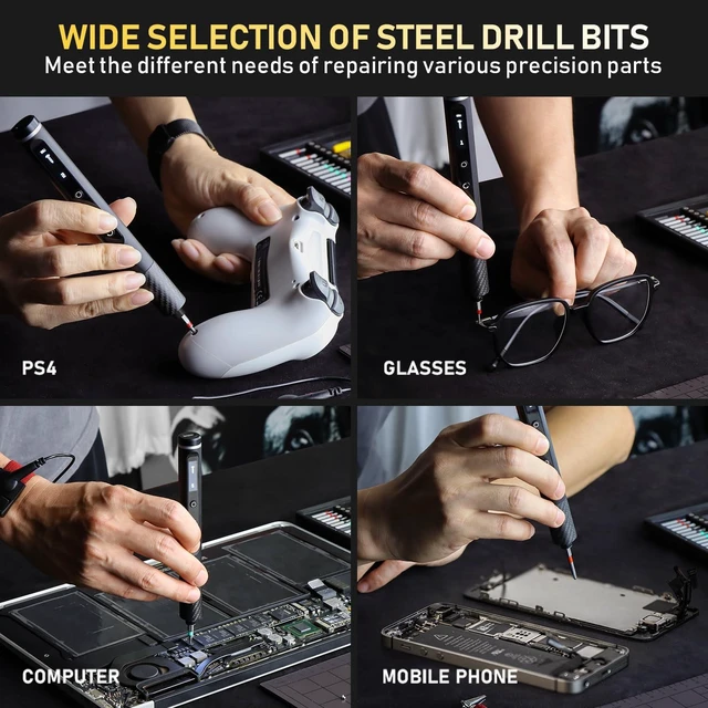 Alt view image 12 of 14 - Precision Electric Screwdriver Set with LED Light, 5 Torque (0.15-0.6N·m), 500mAh USB-C,42 S2 Steel Bits12 Type Fix Tools,Repair Kit for Laptop/Camera/Electronics