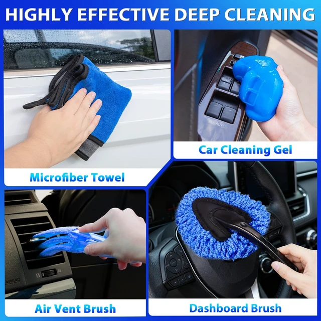 Alt view image 13 of 14 - Car Cleaning Kit with Vacuum,Deep Cleaning for Interior Detailing | 7600PA High Power Corded Handheld Vacuum,Windshield Cleaner Tool,Detailing Brush Set,Storage Bag,17Pcs Blue Car Accessories