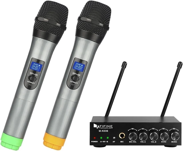 Alt view image 7 of 12 - K036 UHF Dual Channel Wireless Handheld Microphone System | Easy-to-use Wireless Microphone System for Karaoke Meeting