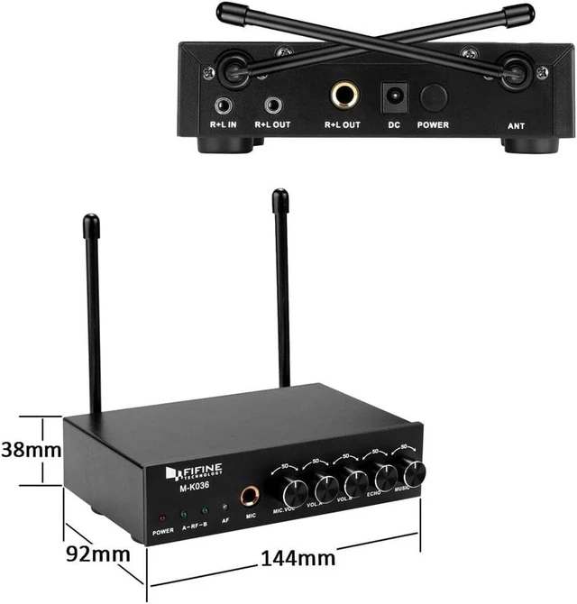 Alt view image 9 of 12 - K036 UHF Dual Channel Wireless Handheld Microphone System | Easy-to-use Wireless Microphone System for Karaoke Meeting