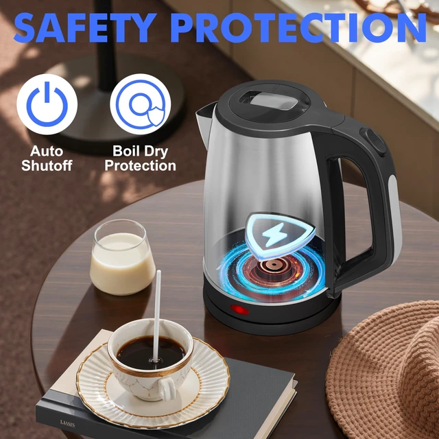 Alt view image 10 of 14 - 2.5L Large Electric Kettle, BPA-Free Stainless Steel Water Kettle | Fast Boil Electric Tea Kettle, Auto Shut-Off & Boil-Dry Protection, 10-12 Cups, Large Capacity for Family Use
