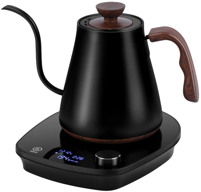 Alt view image 8 of 14 - Gooseneck Electric Kettle, Intelligent Temperature Control, Stainless Steel Inner, Quick Heating, for Pour Over Coffee, Brew Tea, Boil Hot Water, 1000W 0.9L Black