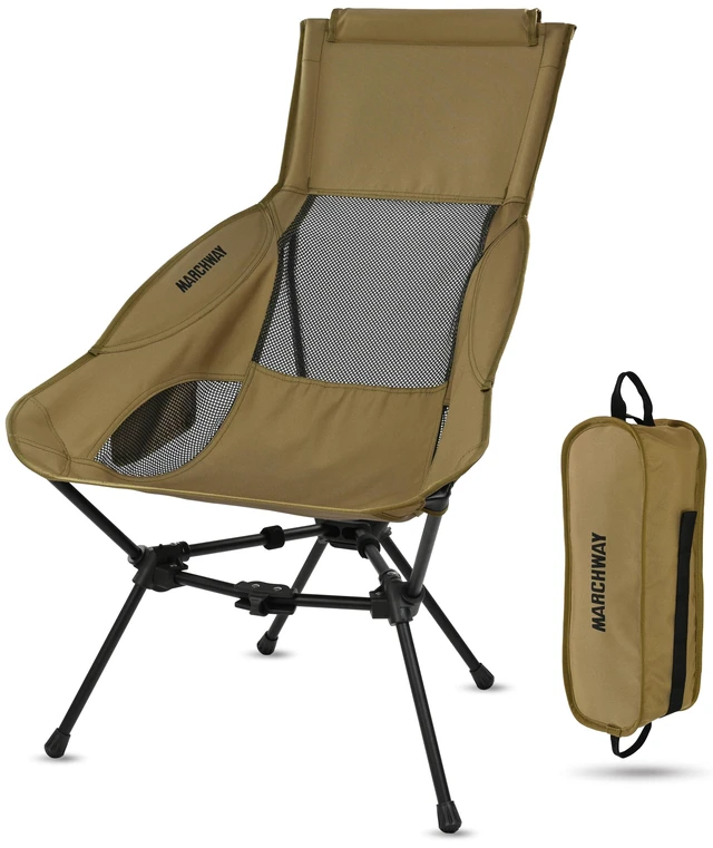 Alt view image 8 of 14 - Lightweight Folding High Back Camping Chair with Head Support, Stable Portable Compact for Outdoor Camp, Travel, Beach, Picnic, Festival, Hiking, Backpacking (Highback Khaki)