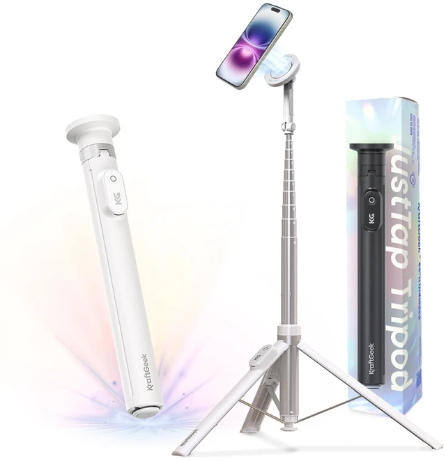 Alt view image 8 of 14 - Magnetic Phone Tripod for iPhone, JustTap Tripod for MagSafe | 66" Auto-Open Selfie Stick Tripod, N52 Magnetic Mount, Portable Phone Tripod Stand for Travel, Video Recording & Vlogging