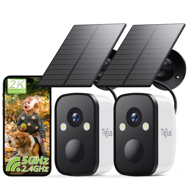 Alt view image 8 of 14 - 2-Pack 2K 5G Solar Security Cameras Wireless Outdoor for Home | 2-Pack Home Security Camera, 100% Wire-Free Installation, 2-Way Real-Time Talk, Instant App Notifications, All-Weather Usages