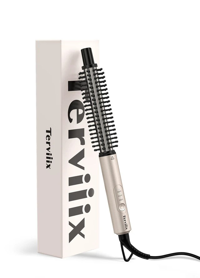 Alt view image 8 of 14 - Thermal Brush for Short Hair, 3/4 Inch Ceramic Curling Brush | 30s Heat-Up Ceramic Tourmaline Brush, 3 LED Settings 390-430°F, Dual Voltage 120-240V, Cool Tip for Bobs, Pixies and Bangs