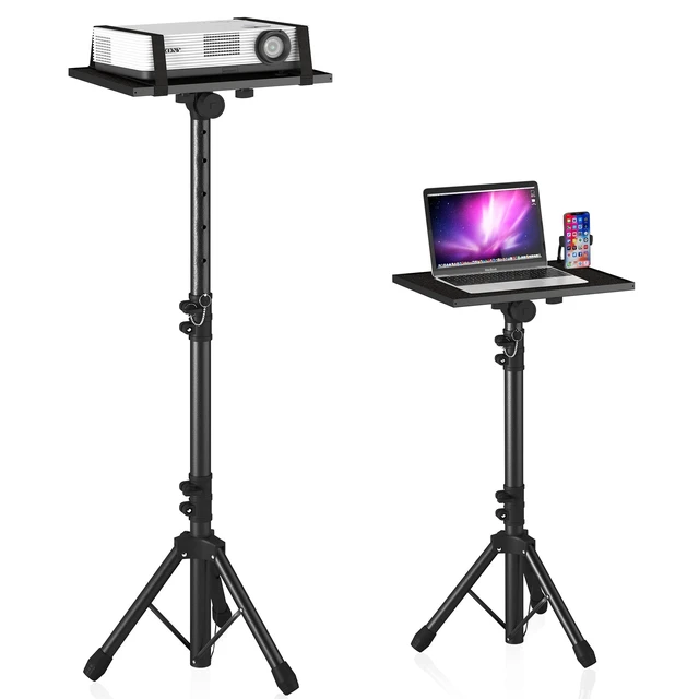 Alt view image 8 of 14 - Projector Stand Tripod Laptop Stands Height Adjustable | from 23.5" to 46.5" with Gooseneck Phone Holder, Floor for Office, Home, Stage, Studio, Outdoor, DJ Racks Holder Mount