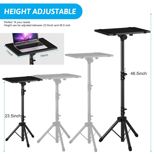 Alt view image 11 of 14 - Projector Stand Tripod Laptop Stands Height Adjustable | from 23.5" to 46.5" with Gooseneck Phone Holder, Floor for Office, Home, Stage, Studio, Outdoor, DJ Racks Holder Mount