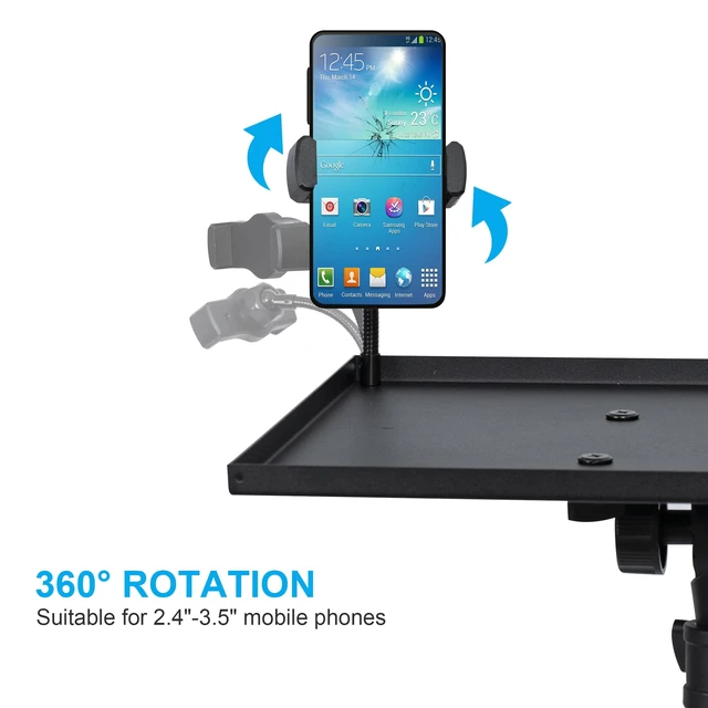 Alt view image 13 of 14 - Projector Stand Tripod Laptop Stands Height Adjustable | from 23.5" to 46.5" with Gooseneck Phone Holder, Floor for Office, Home, Stage, Studio, Outdoor, DJ Racks Holder Mount