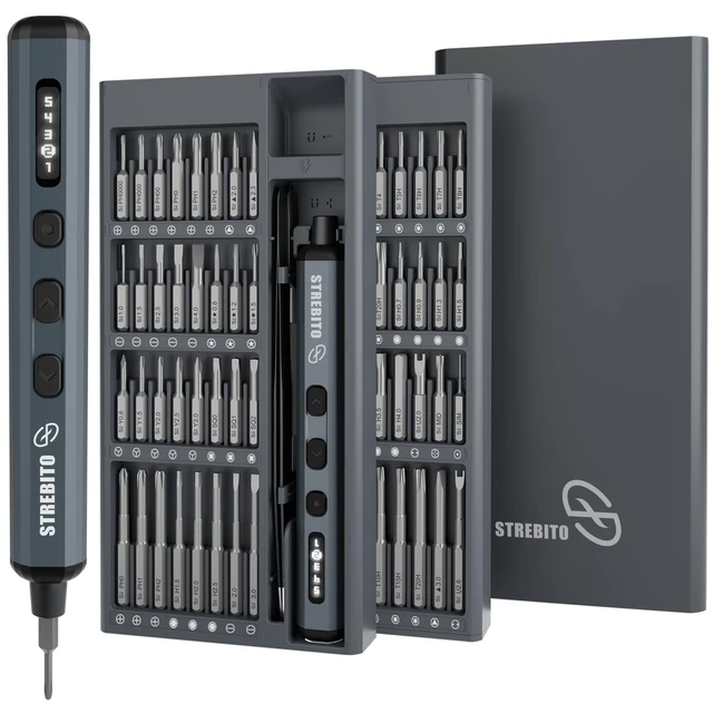 Alt view image 8 of 14 - Mini Electric Screwdriver, 70 in 1 Small Electric Screwdriver Set | 5 Upgraded Torque & Indicator, 64 S2 Preicison Bits, 4 LED Lights, Mini Power Screwdriver Repair Tool Kit for PC Electronic