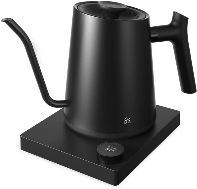 Alt view image 8 of 14 - Gooseneck Electric Kettle, 1200W Temperature Control, 0.8L | Pour-Over & Tea Kettle with Stainless Steel Interior, Built-In Brew Timer, Fast Heating for Chemex, V60, & Matcha (Black)