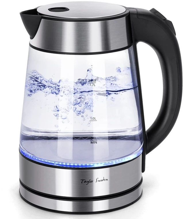 Alt view image 8 of 14 - 1.7L Electric Tea Kettle, Glass Hot Water Boiler for Tea | Fast Boiling Electric Kettle Cordless Water Boiler with Auto Shutoff & Boil Dry Protection, Glass & Stainless Steel