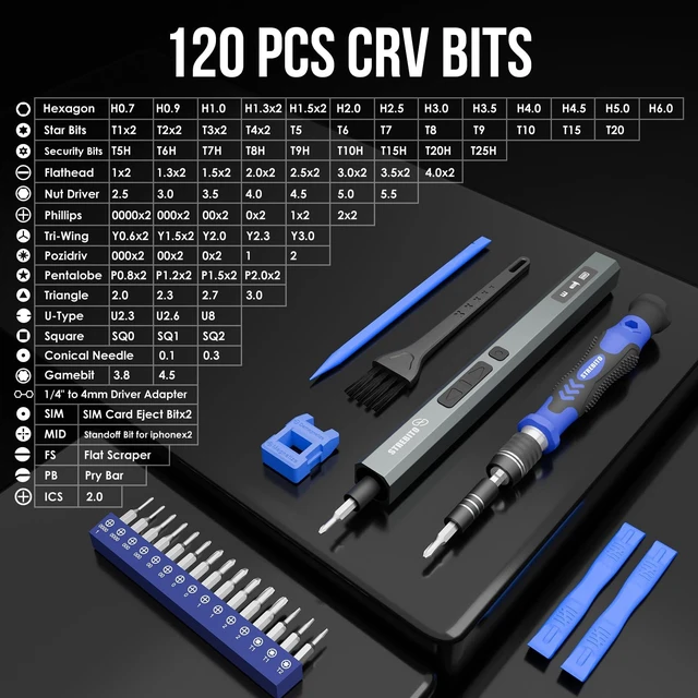 Alt view image 14 of 14 - 144-Piece Upgraded Electric Screwdriver | Max 0.7 N.m, 120 Magnetic Bits, 5-gear Torque Adjustment, Precision Screwdriver Set, Repair Tool Kit for Electronics and PC
