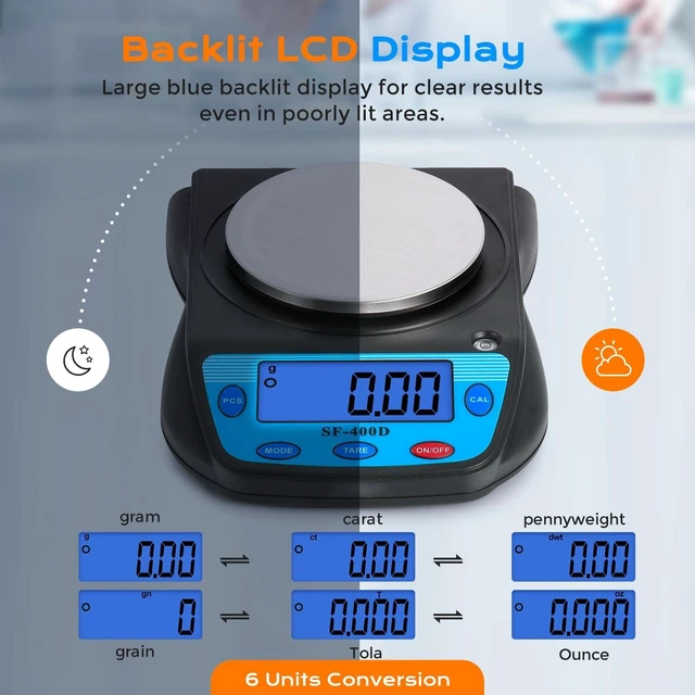 Alt view image 10 of 14 - Digital Lab Scale 600g x 0.01g Precision Electronic Scale LCD Display Analytical Balance Jewelry Scale Scientific Scale 0.01g Accuracy