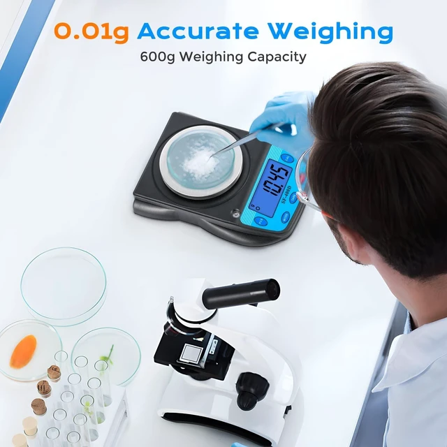 Alt view image 9 of 14 - Digital Lab Scale 600g x 0.01g Precision Electronic Scale LCD Display Analytical Balance Jewelry Scale Scientific Scale 0.01g Accuracy