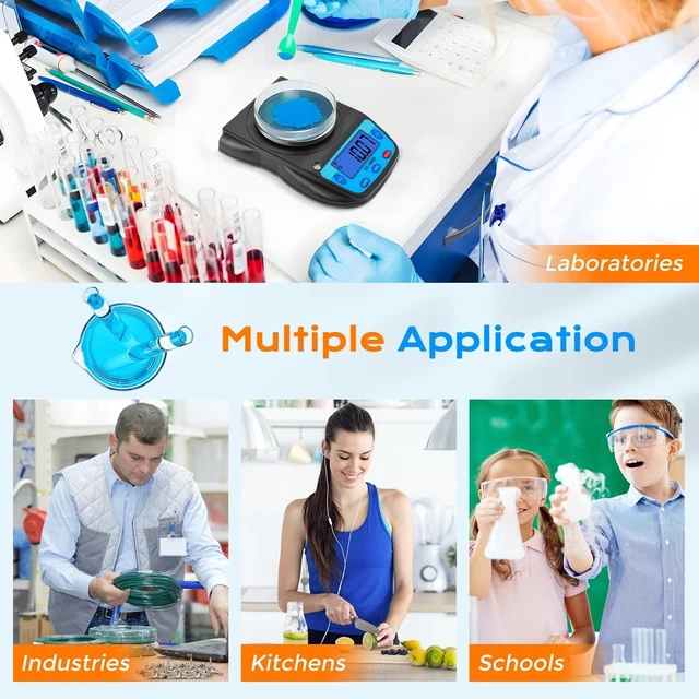 Alt view image 14 of 14 - Digital Lab Scale 600g x 0.01g Precision Electronic Scale LCD Display Analytical Balance Jewelry Scale Scientific Scale 0.01g Accuracy
