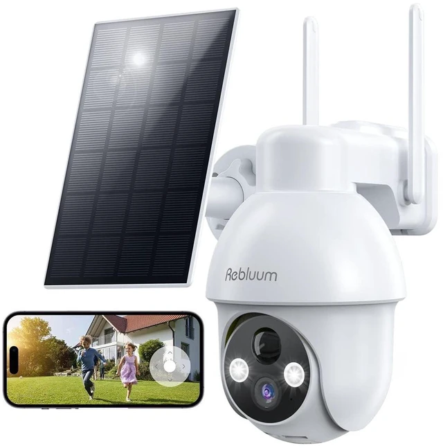Alt view image 8 of 14 - 2K Solar Security Cameras Wireless Outdoor, 360°PTZ Outdoor Camera | Battery Powered, Color Night Vision, 2-Way Audio, PIR+AI Motion Detection, IP66 Waterproof, Work with Alexa&Google Assistant