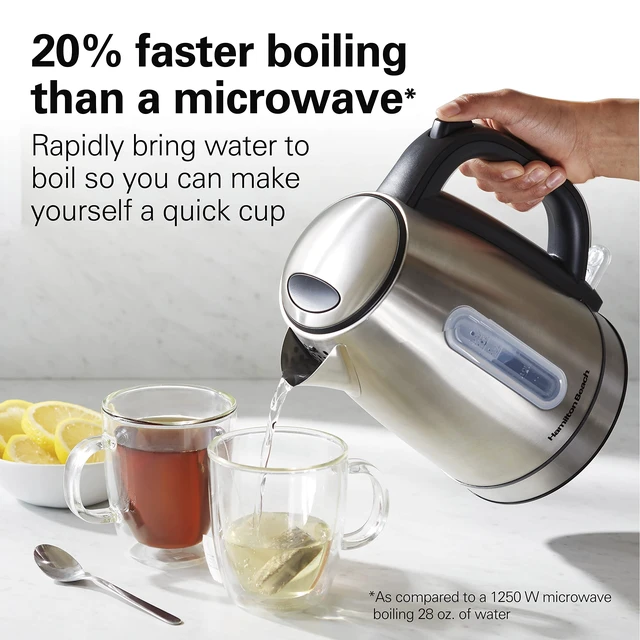 Alt view image 13 of 14 - 1.7 Liter Electric Tea Kettle, Water Boiler & Heater | Fast Boiling 1500 Watts | BPA Free | Cordless Serving | Auto-Shutoff & Boil-Dry Protection | LED Light Ring | Stainless Steel