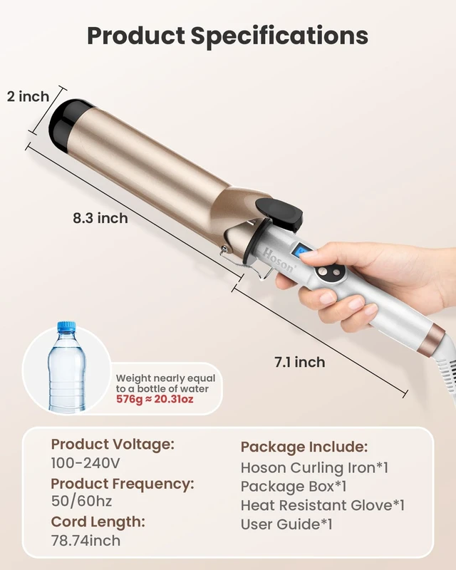 Alt view image 12 of 12 - Curling Iron 2 Inch-Ceramic Wand Large Barrel for Long Hair | Big Curling Iron Wand with Extended Barrel for European,Dual Voltage,