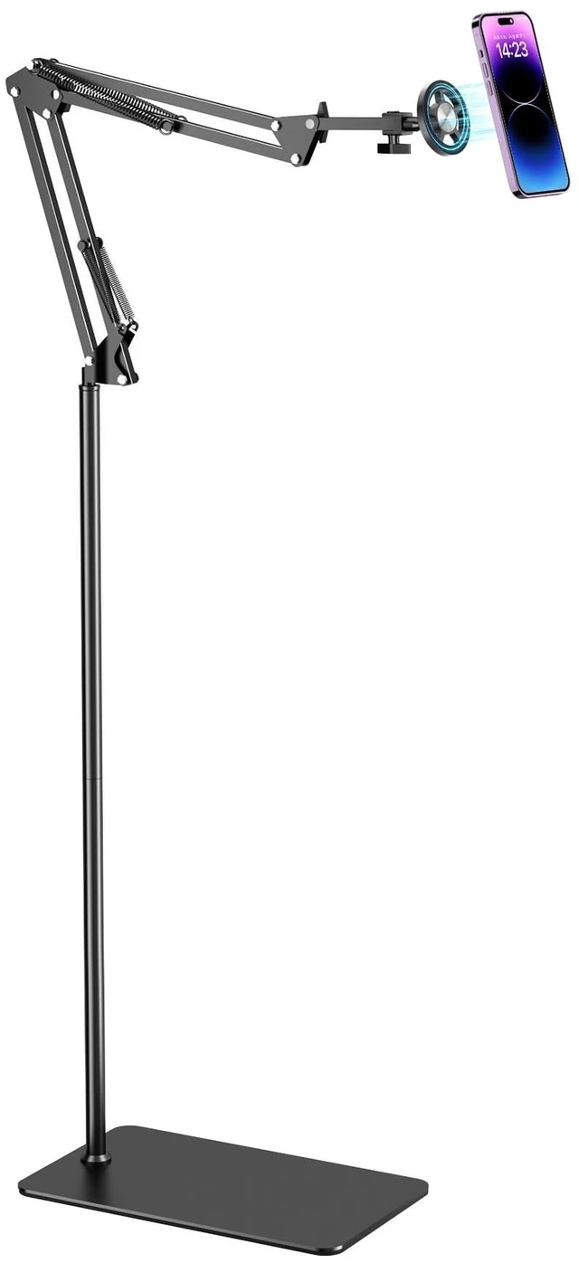 Alt view image 8 of 14 - Floor Magnetic Phone Holder for Bed Laying Down, Adjustable Bedside Phone Stand for iPhone Magsafe, Headboard Cell Phone Mount for Reading