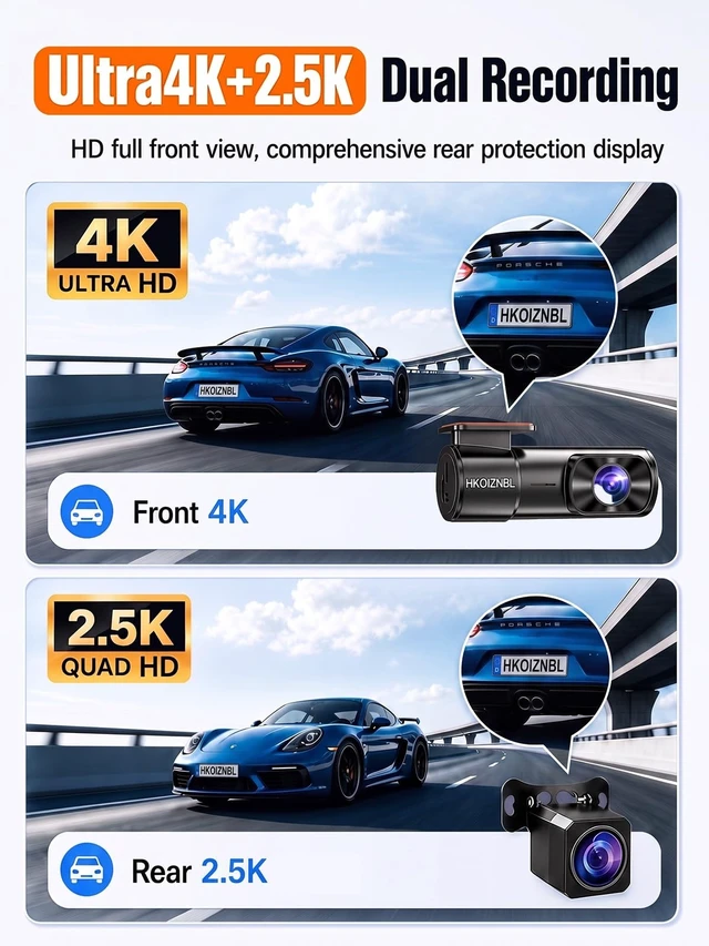 Alt view image 9 of 14 - 4K+2.5K Dash Cam Front and Rear, 2CH dashcam Free 32GB with WiFi | 1.5" IPS Screen dash cam for car, APP Control, G-Sensor, Loop Recording, 24H Parking Mode, Night Vision, Car Dash Camera